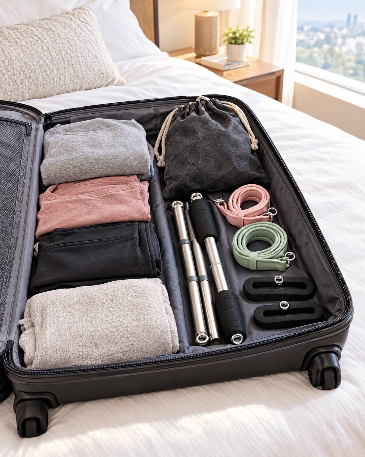 SculptBar packed in a suitcase